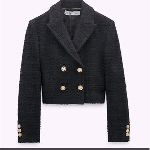 NWOT ZARA CROPPED TEXTURED BLAZER, blogger favorite